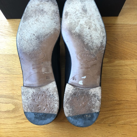 Authentic PRADA Men Leather Shoes/ Loafers US Size 10.5 Prada size 9.5 - Picture 5 of 11